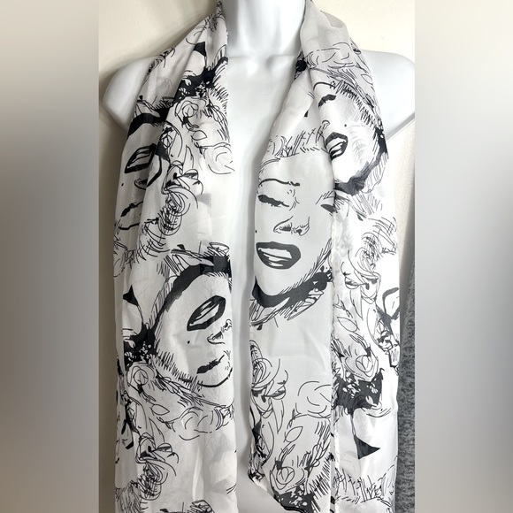 MARILYN MONROE BALCK AND WHITE SCARF - Picture 2 of 7